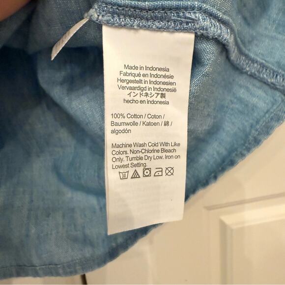 J.Crew Chambray Button-Front Tank Top With Ruffle Straps - Picture 6 of 7